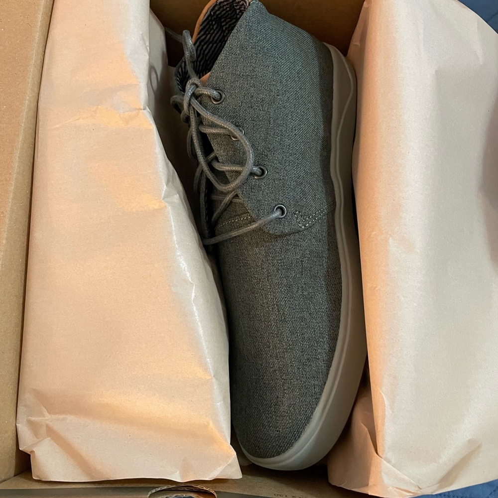 Brand new in the box men’s Olukai olive green canvas shoes in size 12.